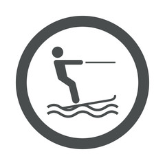 Icono redondo esqui acuatico gris