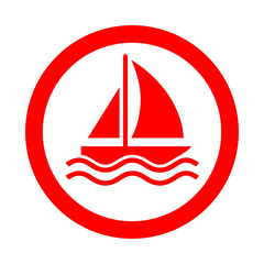 Icono redondo velero rojo