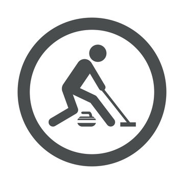 Icono redondo curling gris