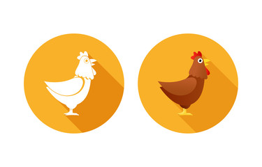 Set of Icons orange color with Chickens