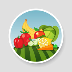 Colorful Emblem of Vegetables and fruits