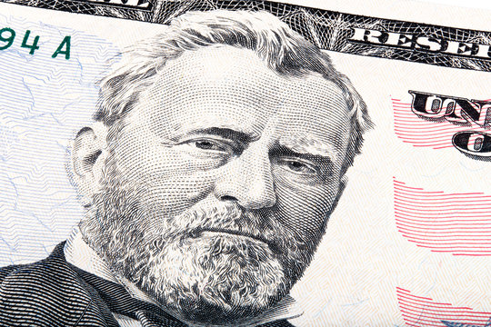 President Ulysses S. Grant from fifty dollar bill. Stacked photo