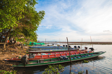 Fototapeta na wymiar thai boat in swamp at Talay-Noi Pattalung Thialand