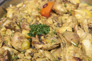 Moroccan chicken at an oriental restaurant buffet