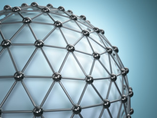 Lattice sphere. Concept of molecule. Abstract background.