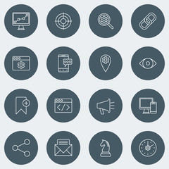 Set of Thin Line SEO and Development Icons