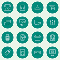 Set of Thin Line Business and Shopping Icons