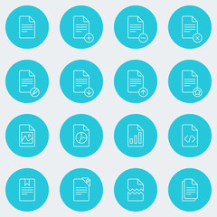 Set of Thin Line Document Icons. Vector Illustration