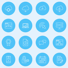 Set of Thin Line SEO and Development Icons. Vector Illustration