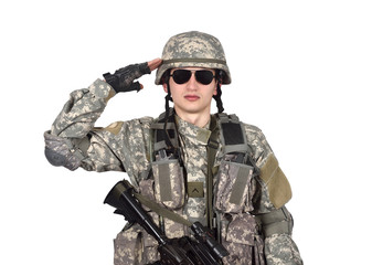 US soldier salutes