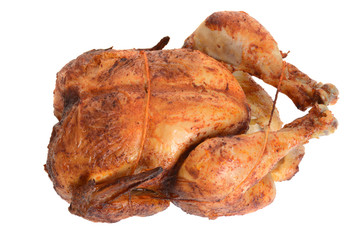 top view barbecue roast chicken