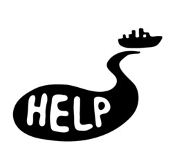 oil spill from the tanker, vector illustration