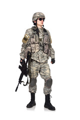 soldier holding his assault rifle