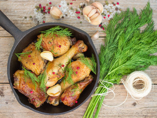 Roast chicken with garlic and dill