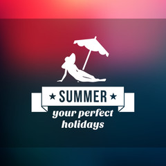 Retro summer vintage label on colorful background