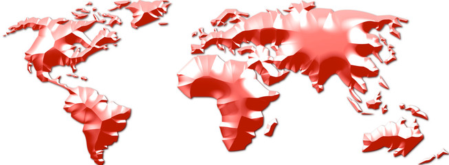 Silhouette Mappa Terra 3D rosso003