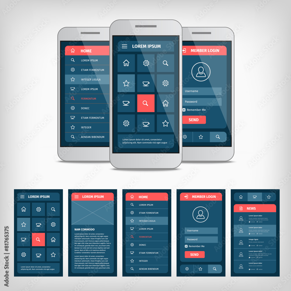Wall mural vector conception of mobile user interface
