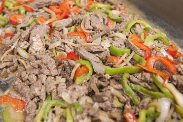 Beef shawarma at an oriental restaurant buffet