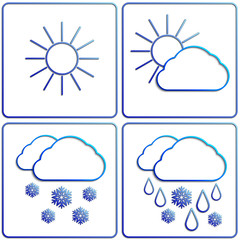 Vector abstract winter day weather flat image set