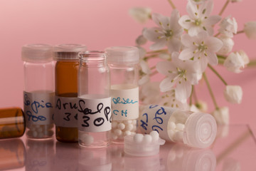 Homeopathic bottles and Pills