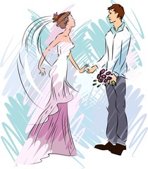 Sketch of bride and groom