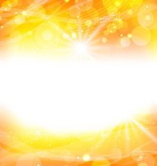 Abstract orange background with sun light rays