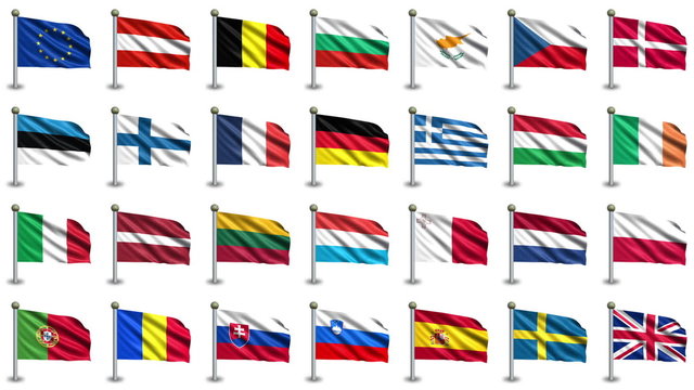 European Union states flags - with Alpha channel, seamless loop!