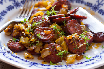 Traditional sausage with onion