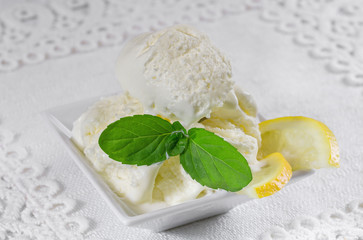 Ice cream with fresh lemon