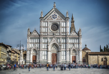 Santa Croce cathedral front view in hdr