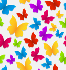 Seamless pattern with colorful butterflies, repeating backdrop