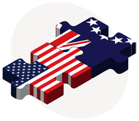 USA and Cook Islands Flags in puzzle