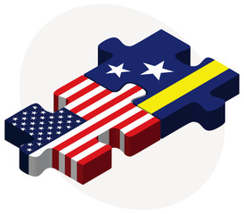 USA and Curacao Flags in puzzle
