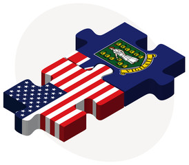 USA and British Virgin Islands Flags in puzzle