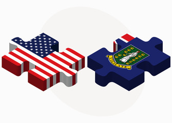 USA and British Virgin Islands Flags in puzzle