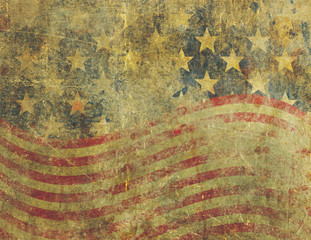 Grunge American Flag Design Severly Faded and Damaged