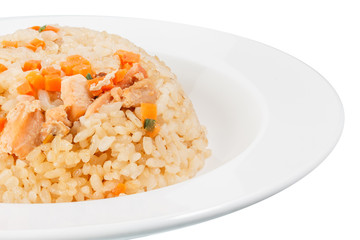 Fried rice with a salmon