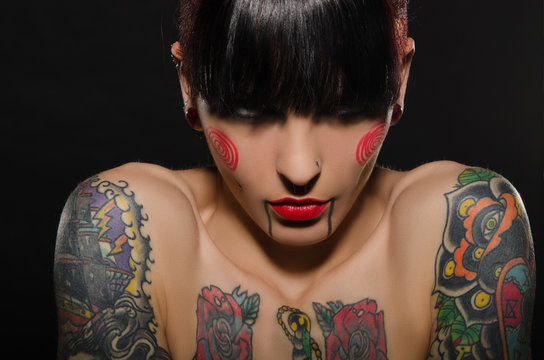 portrait of beautiful tattooed women