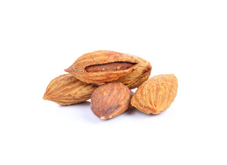 Almonds on a white background
