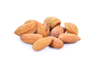 Almonds on a white background