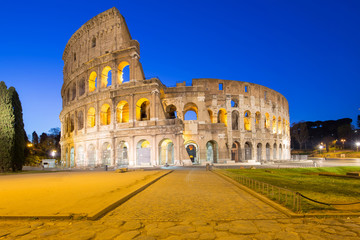 Twilight of Colosseum the landmark of Rome, Italy