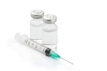 Medical ampules and syringe isolated