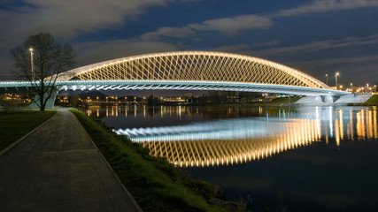 Fototapeta na wymiar Modern prague bridge over the Vltava river