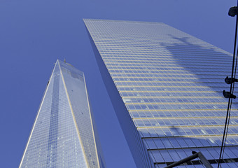 Fototapeta na wymiar Blue sky and the Freedom Tower, Lower Manhattan New York