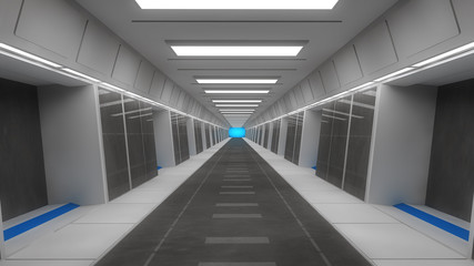 Obraz premium Futurystyczny korytarz wewnętrzny scifi