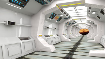 Futuristic scifi interior corridor