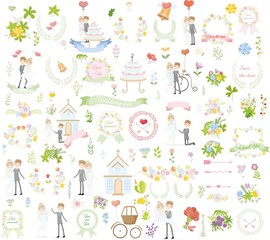 Набор свадебных элементов шаблона дизайна для пригласительных