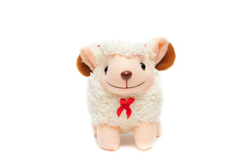 White goat or sheep toy the chinese symbol of 2015 year on white