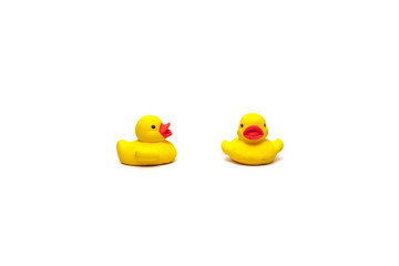Ceramic duck on white background