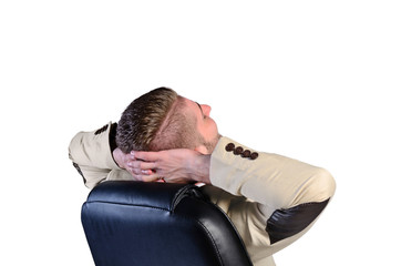 satisfied man relaxing